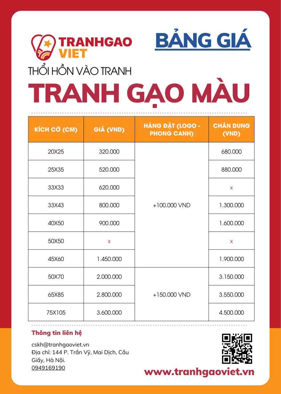 Bảng giá tranh gạo màu