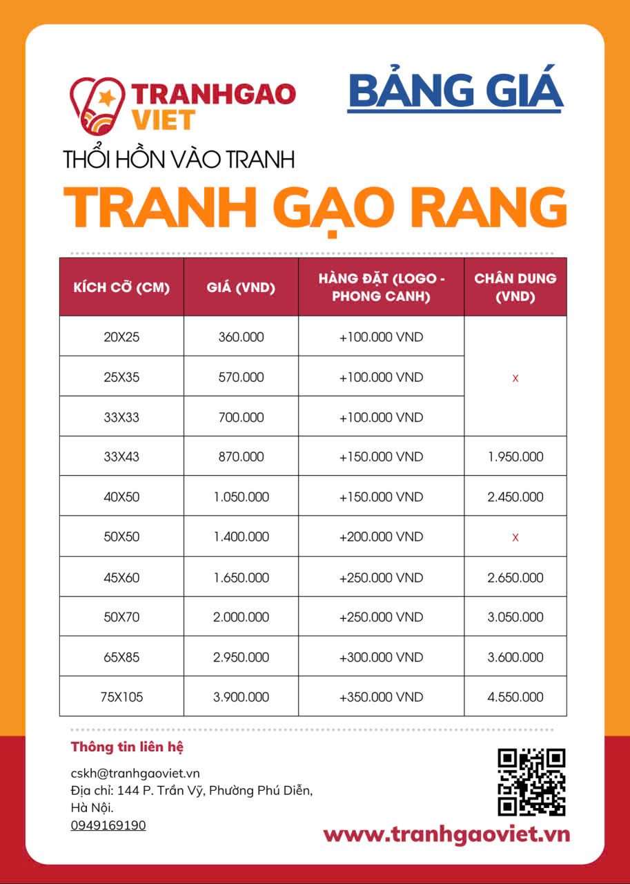 Bảng giá tranh gạo rang