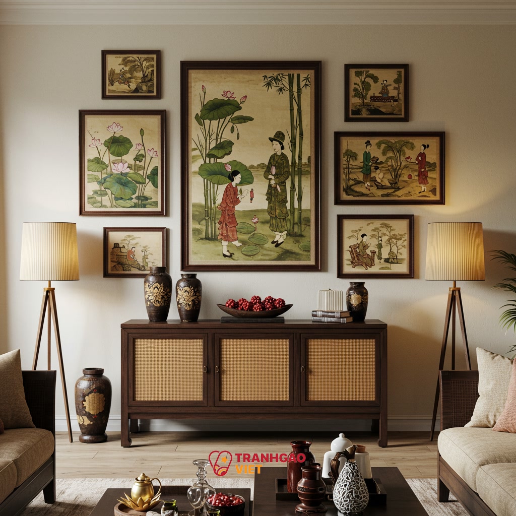 Bí Quyết Bố Trí và Kết Hợp Tranh Nghệ Thuật trong Không Gian Indochine