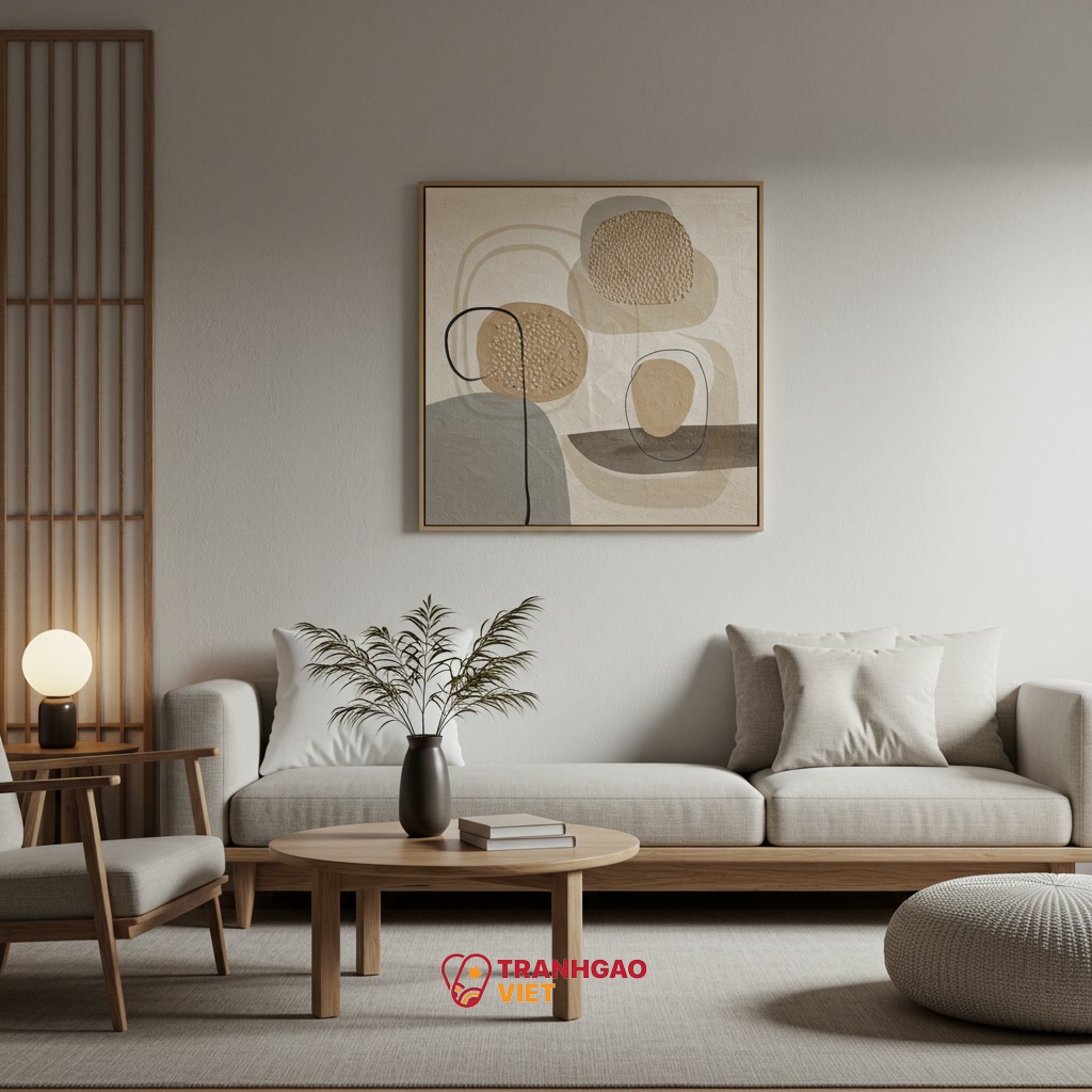 Bí Quyết Ứng Dụng Tranh Nghệ Thuật Thủ Công Japandi trong Trang Trí Nội Thất