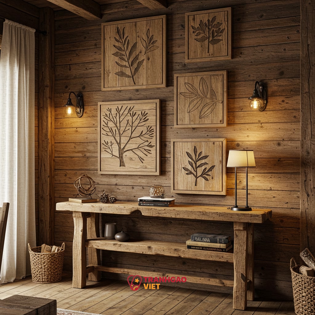 Lựa Chọn và Bố Trí Tranh Gỗ Hiệu Quả cho Nội Thất Rustic