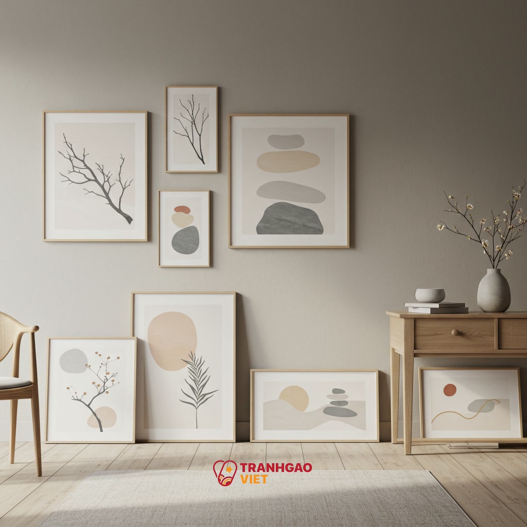 Lựa chọn và phối hợp Tranh Nghệ Thuật Japandi hiệu quả
