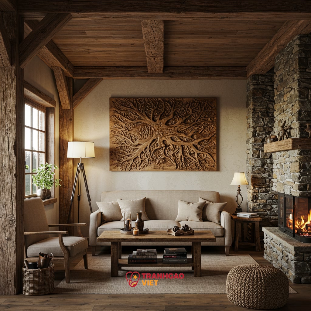 Sự Hòa Hợp Tuyệt Vời: Tranh Gỗ Trong Không Gian Rustic (Ứng Dụng)