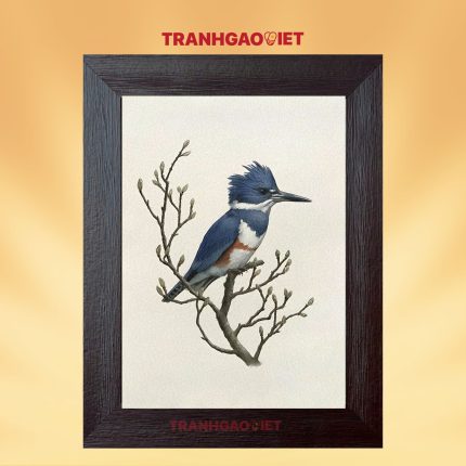 Tranh gạo màu Bức Họa Chim Bói Cá