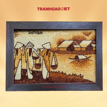 Tranh Gạo Chợ Chiều | Bản Ngang | 25x35 cm