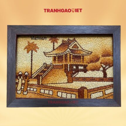 Tranh Gạo Diên Hựu Linh Tự - Chùa Một Cột | Bản Ngang | 25x35 cm