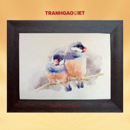 Tranh gạo màu Đôi Bạn Sẻ Java