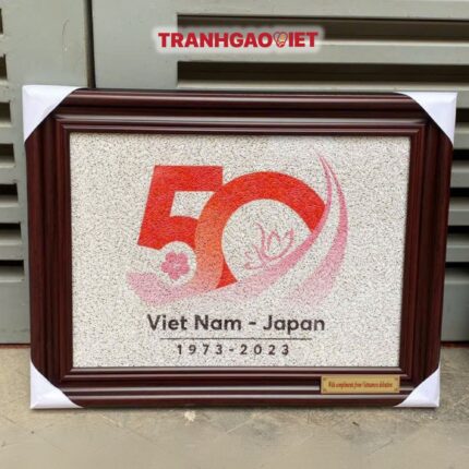 Tranh Gạo Logo Kỷ Niệm 50 Năm hợp tác Việt Nam và Nhật Bản