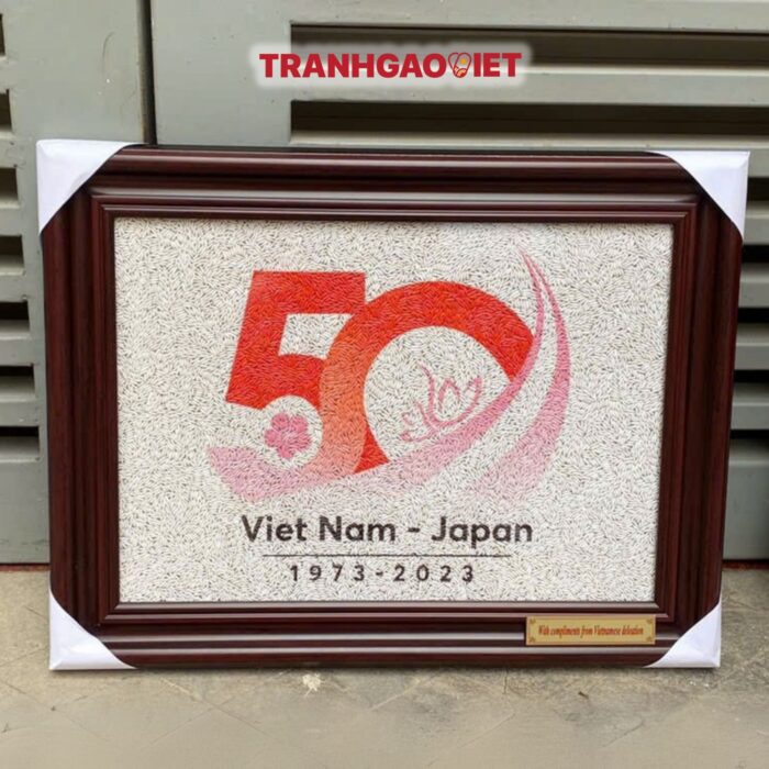 Tranh Gạo Logo Kỷ Niệm 50 Năm hợp tác Việt Nam và Nhật Bản