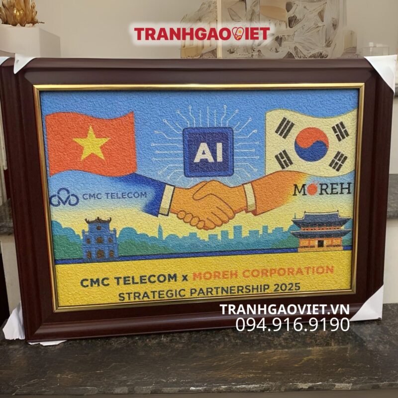 Tranh Gạo Logo CMC Telecom và Moreh Korea