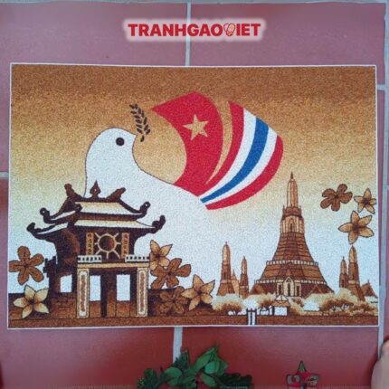 Tranh Gạo Logo Hữu Nghị Việt Nam và Cu Ba