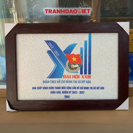 Tranh Gạo Logo Đại Hội 13 Đoàn Thanh Niên Thị Xã Mỹ Hảo