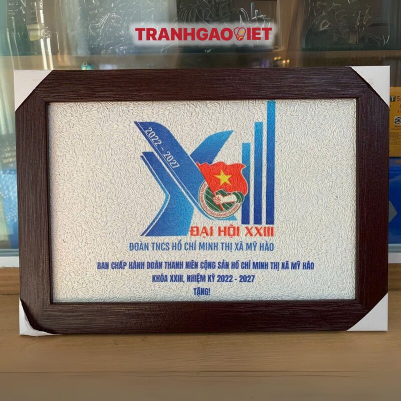 Tranh Gạo Logo Đại Hội 13 Đoàn Thanh Niên Thị Xã Mỹ Hảo