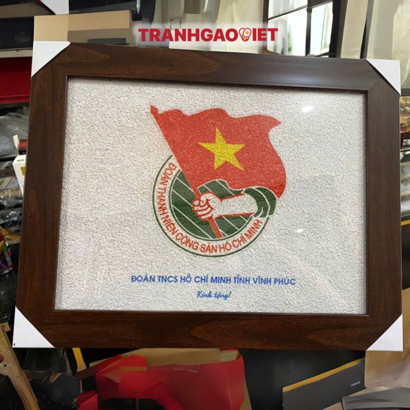 Tranh Gạo Logo Đoàn Thanh Niên Tỉnh Vĩnh Phúc