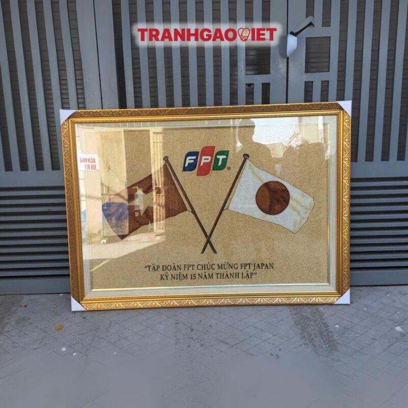 Tranh Gạo Logo Tập Đoàn FPT tặng FPT Japan