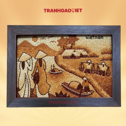 Tranh Gạo Quê Tôi Mùa Lúa | Bản Ngang | 25x35 cm