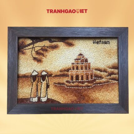 Tranh Gạo Tháp Rùa Hoài Niệm | Bản Ngang | 25x35 cm