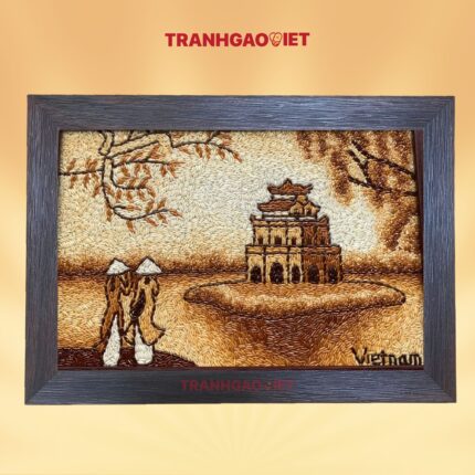 Tranh Gạo Tháp Rùa Minh Chí | Bản Ngang | 25x35 cm