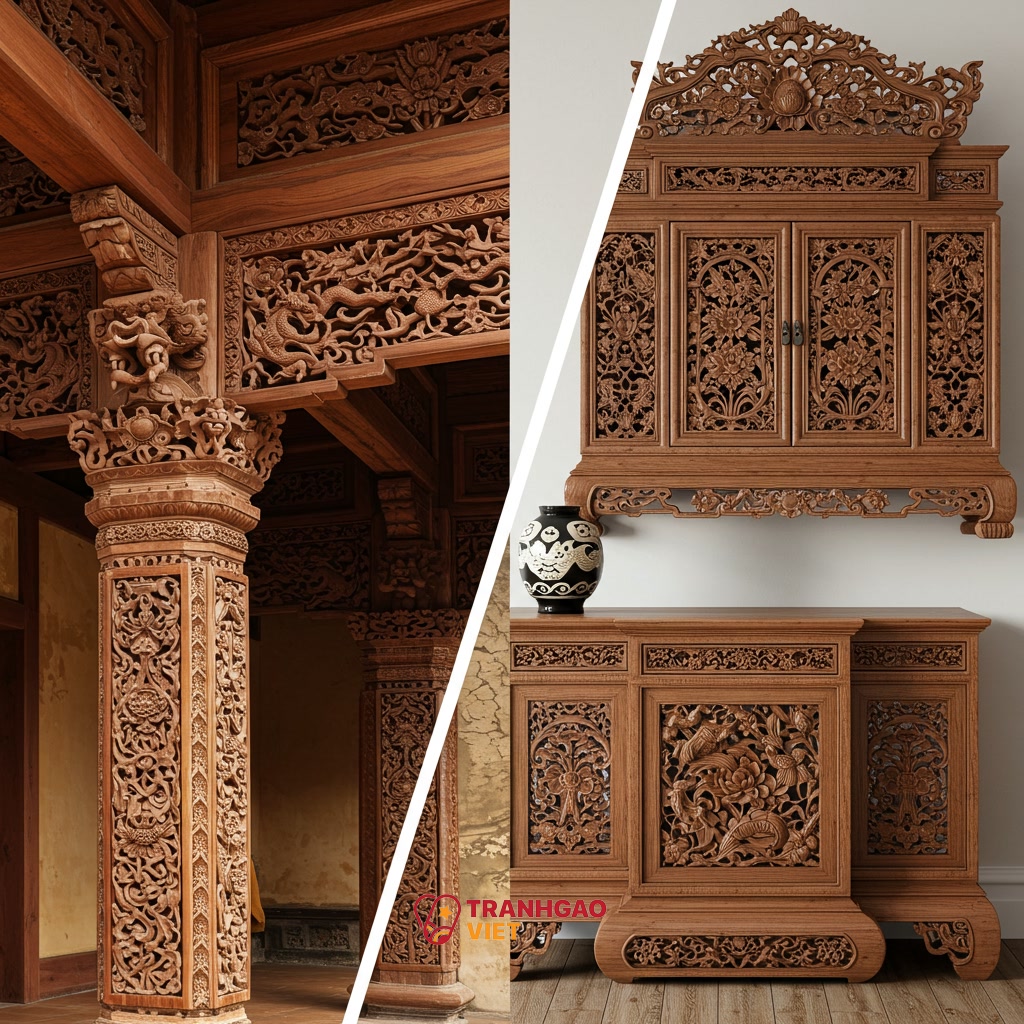 Ứng dụng của Tranh Gỗ Chạm Khắc Huế trong kiến trúc cung đình và đời sống hiện đại