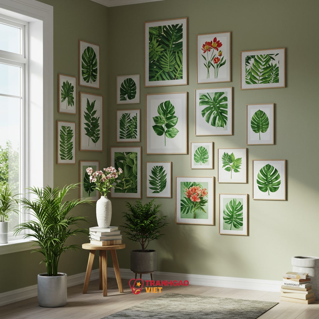 Ứng Dụng Thực Tế: Lựa Chọn và Bố Trí Tranh Hoa Lá Để Tối Ưu Góc Xanh